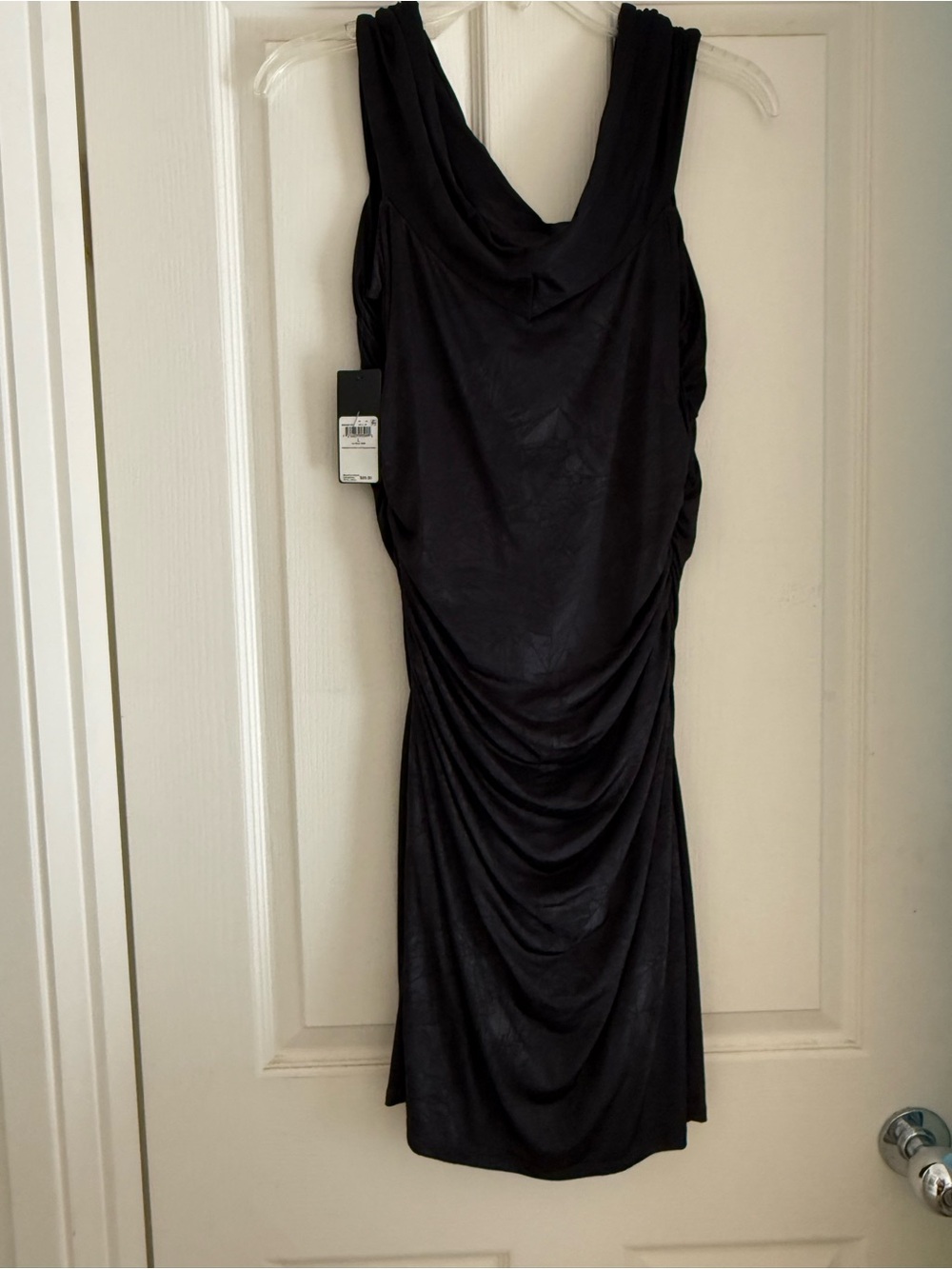 Guess Black Sleeveless Draped Midi Dress